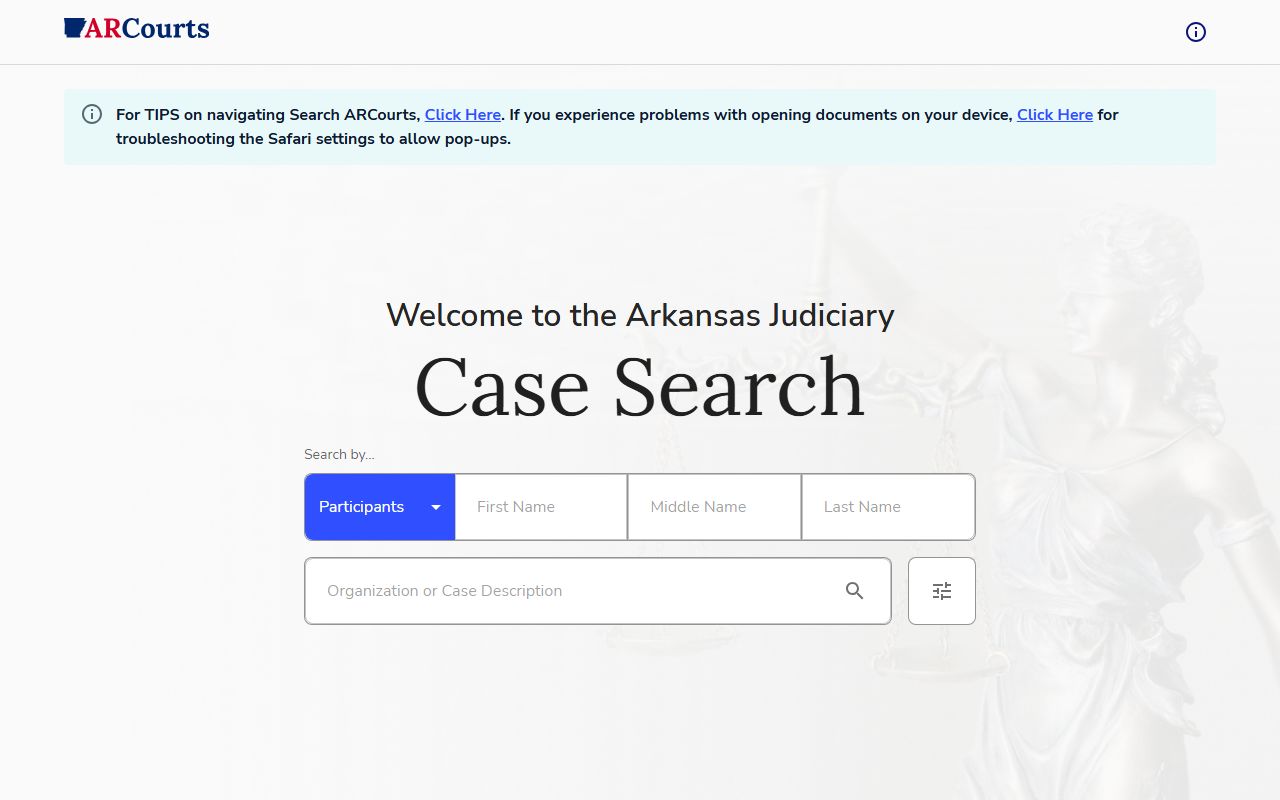 Arkansas Judiciary case search for Yell County court records after arrest
