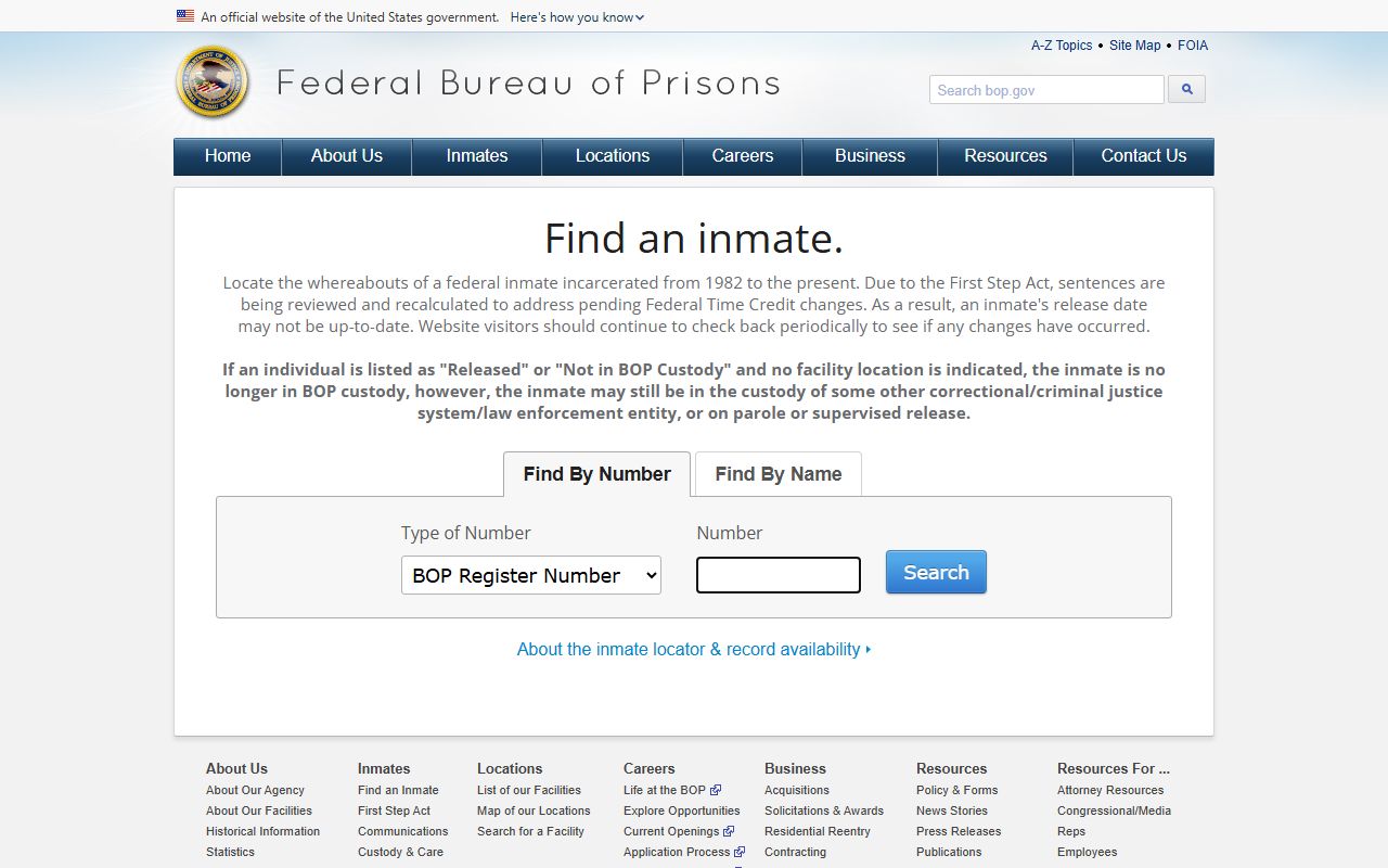 Federal BOP locator for non-Yell County mugshot custody distinction